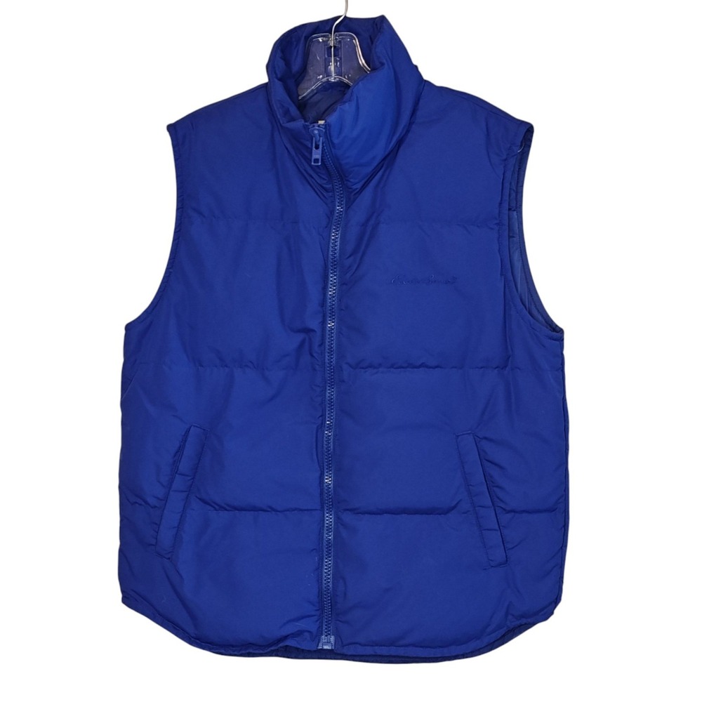Eddie Bauer Down Puffer Vest Women's Small Purple Full Zip Mock Neck Body Warmer